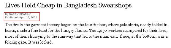 Lives Held Cheap in Bangladesh Sweatshops